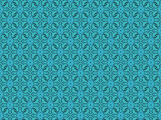 Teal geometric seamless pattern with repeating curved ornamental shapes. Modern decorative design suitable for textiles, wallpapers, packaging, backgrounds, and creative projects.