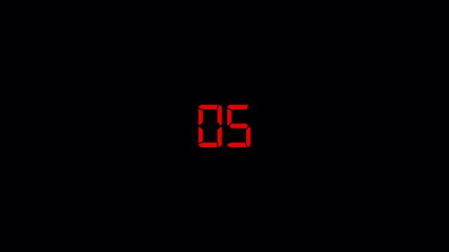 15 seconds countdown timer animation on transparent background , fifteen second countdown video from 0 to 15 with alpha channel in 4k.