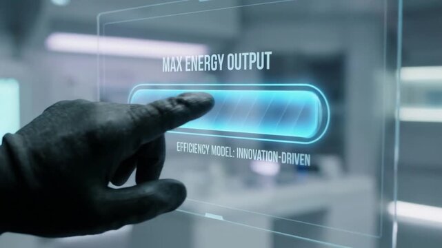 innovation driven efficiency model concept. Interactive display showing energy output settings being adjusted.