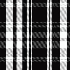 Classic Black and White Tartan Plaid Seamless Textile Background