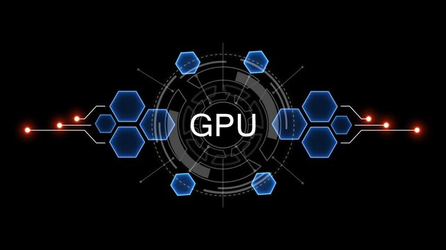 Internet, business, Technology and network concept. GPU Software concept as an innovation. Virtual button on black background. 4k video