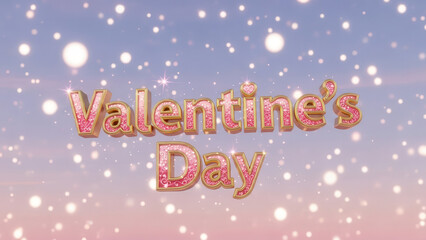 Golden Valentine Day Lettering with Hearts and Sparkles for Celebration Design