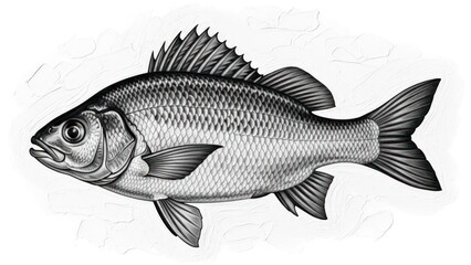 Detailed illustration of a fish isolated on white background for design use