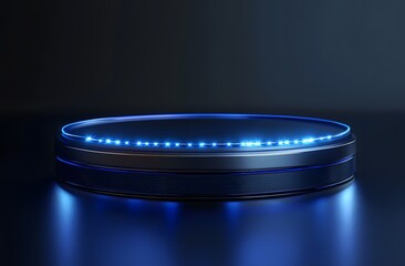 Illuminated edge modern tech gadget in dark ambience