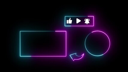 Neon end screen. Subscribe button and outro end screen outro card for gaming and video channel subscribe my channel. HD Video motion graphic a