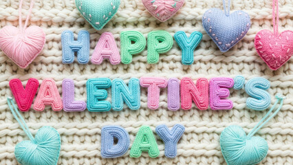Handmade Knitted Alphabet Hearts Decoration for Valentine Day Celebration