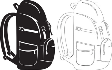 Black and white illustration of two backpacks side by side
