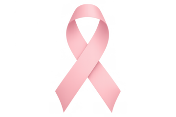 Pink ribbon representing breast cancer awareness with transparent background, symbolizing support, hope, and healthcare