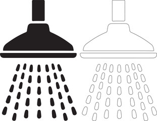 Shower head with water droplets in black and white