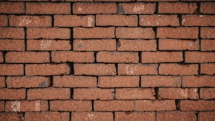 Obraz premium A close-up view of a brick wall showing reddish-brown bricks arranged in a staggered pattern.