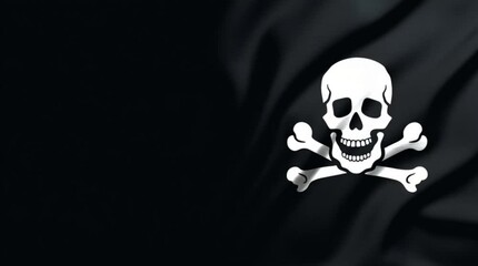 Legendary Pirate Skull Flag Flying on Dark Background