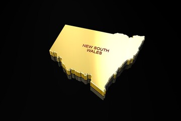 Map of Australian state New South Wales in 3D Illustration