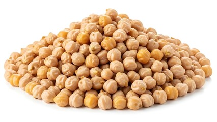The harvested bounty a pile of shimmering chickpeas isolated with shadows on white background. AI GENERATED.
