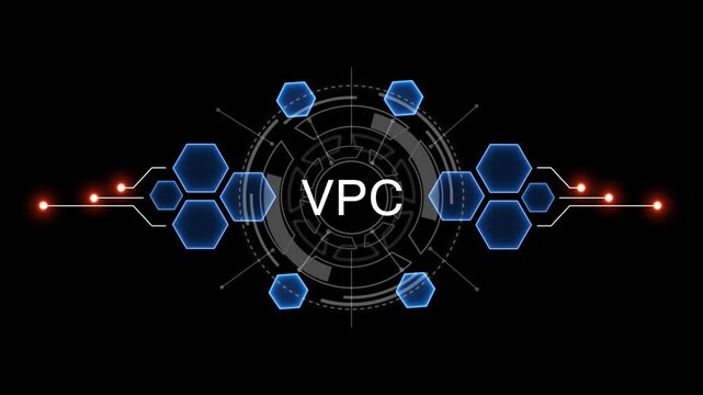 Internet, business, Technology and network concept. VPC Software concept as an innovation. Virtual button on black background. 4k video