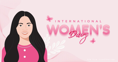 International Women's Day vector banner featuring a beautiful silhouette of a woman
