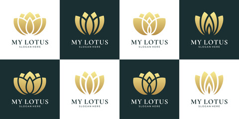 Golden lotus logo design collection