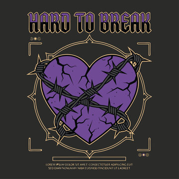 Hard to Break Barbed Wire Heart Graphic.