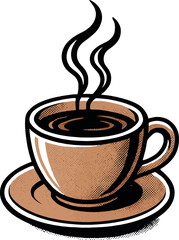 Coffee Cup Vector Hot Drink Cafe Retro Logo Art