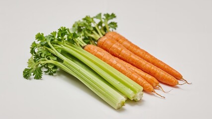 Fresh carrots and celery, healthy vegetables. Organic produce, nutritious food, and fresh ingredients.