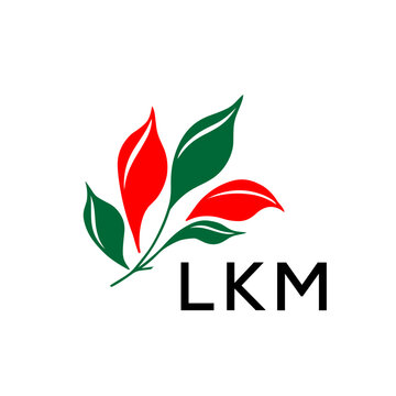 Modern Nature Inspired Logo with Red and Green Leaves, LKM Later Logo, Abstract Botanical Logo with Elegant Typography ,
