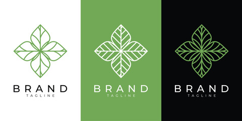 Eco leaf logo design with minimalist style