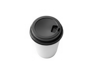 Disposable coffee cup with lid isolated on transparent background