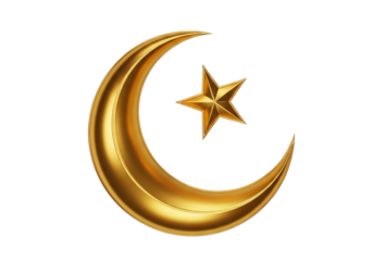 golden crescent moon and star symbol for ramadan eid mubarak celebration