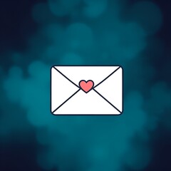 Envelope with heart symbol representing a love letter on a dark blurred background. Romantic message concept for Valentine&rsquo;s Day communication and relationships.