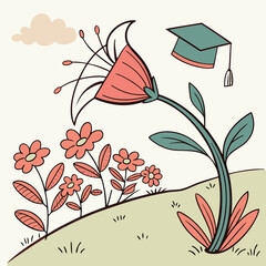 Graduation flower illustration