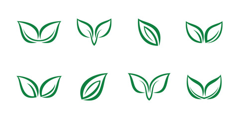 Green leaf logo. Eco-friendly and natural brand icon
