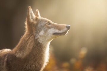 Captivating portrait of a wild coyote in sunlight, showcasing natural beauty and wildlife photography. Ideal for nature enthusiasts.