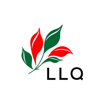 Modern Nature Inspired Logo with Red and Green Leaves, LLQ Later Logo, Abstract Botanical Logo with Elegant Typography ,
