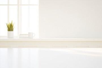 Discover minimalist interior design with a serene white room, featuring natural light, sleek surfaces, and a touch of greenery.