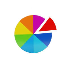 Fototapeta premium Vibrant pie chart segment isolated on transparent background