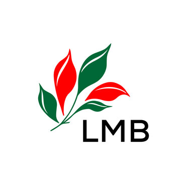 Modern Nature Inspired Logo with Red and Green Leaves, LMB Later Logo, Abstract Botanical Logo with Elegant Typography ,
