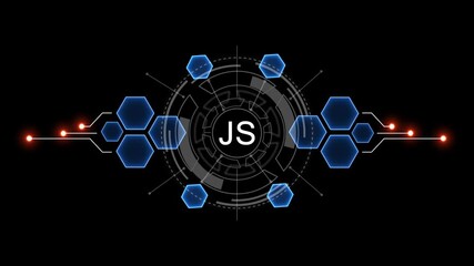 Internet, business, Technology and network concept. JS Software concept as an innovation. Virtual button on black background. 4k video - Powered by Adobe