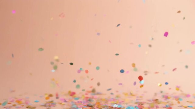 Abstract colorful confetti on peach background