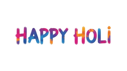 Happy holi colorful text isolated on transparent background