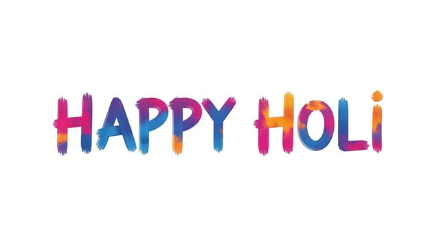 Happy holi colorful text isolated on transparent background