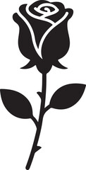 Elegant Black Rose Silhouette Vector &ndash; Minimalist Floral Icon for Tattoo, Logo & Decor