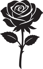 Elegant Black Rose Silhouette Vector &ndash; Minimalist Floral Icon for Tattoo, Logo & Decor