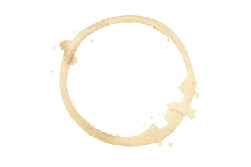Obraz premium Coffee stain ring marking a messy circular liquid mark, with splattered brown drops and a transparent background