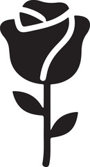 Elegant Black Rose Silhouette Vector &ndash; Minimalist Floral Icon for Tattoo, Logo & Decor