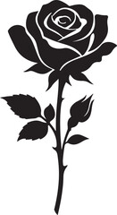 Elegant Black Rose Silhouette Vector &ndash; Minimalist Floral Icon for Tattoo, Logo & Decor