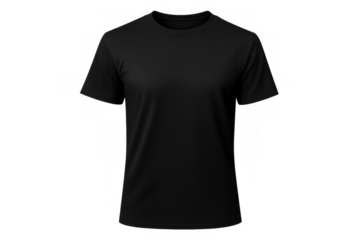 Black t-shirt mockup, blank apparel template for custom design, featuring a plain short-sleeve tee