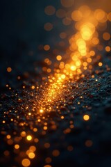 Mesmerizing golden particles, film grain effect , golden bokeh, luxury background, celebration