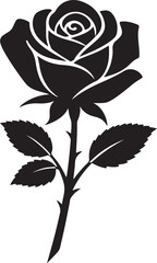 Elegant Black Rose Silhouette Vector &ndash; Minimalist Floral Icon for Tattoo, Logo & Decor