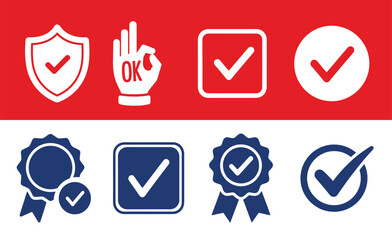 Check Mark OK Sign Icon Set Solid Fill