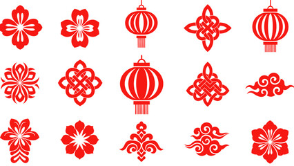 Collection of Traditional Chinese Lanterns and Floral Symbols © RAMS
