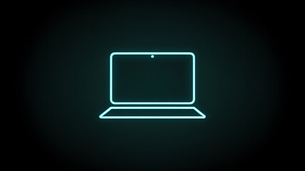 Glowing neon outline of a laptop symbolizing modern technology and digital connectivity